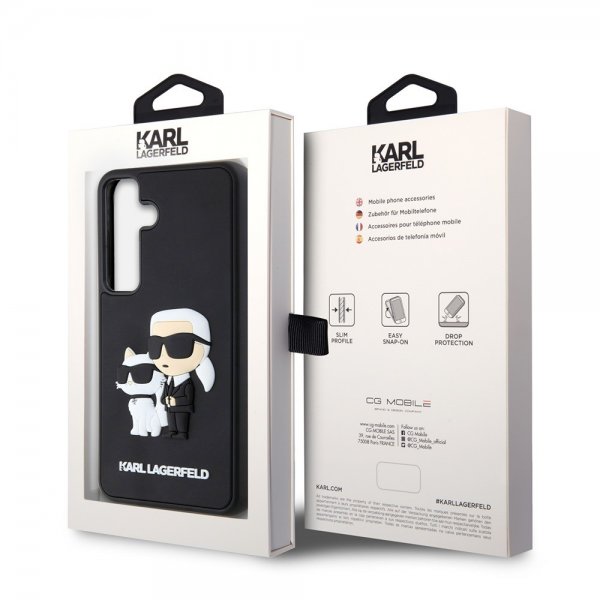Karl Lagerfeld Samsung Galaxy S24 Cover 3D Rubber Karl & Choupette Sort