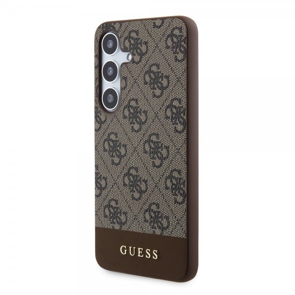 Guess Samsung Galaxy S24 Cover Bottom Stripe Metal Logo Brun