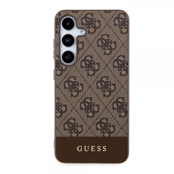 Guess Samsung Galaxy S24 Cover Bottom Stripe Metal Logo Brun