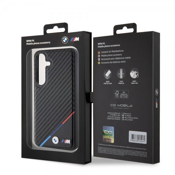 BMW Samsung Galaxy S24 Cover Carbon Tricolor Stripe MagSafe Sort