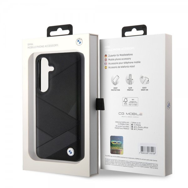 BMW Samsung Galaxy S24 Cover Ægte Læder Tekstureret Sort