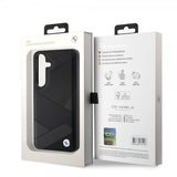 BMW Samsung Galaxy S24 Cover Ægte Læder Tekstureret Sort
