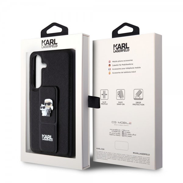 Karl Lagerfeld Samsung Galaxy S24 Cover Grip & Stand Saffiano Sort