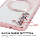 Enkay Samsung Galaxy S24 Cover Belagt Kant Glitter MagSafe Blå