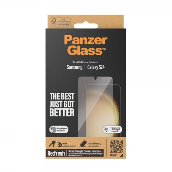 PanzerGlass Samsung Galaxy S24 Skærmbeskyttelse Ultra-Wide Fit EasyAligner