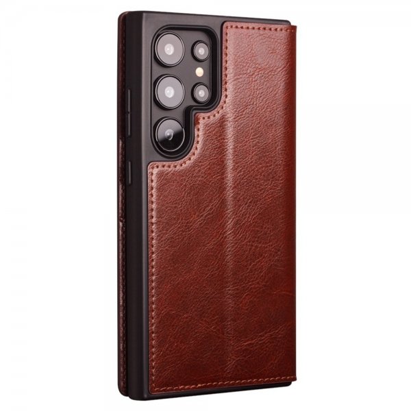 Qialino Samsung Galaxy S24 Ultra Cover Ægte Læder Brun