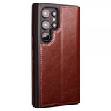 Qialino Samsung Galaxy S24 Ultra Cover Ægte Læder Brun