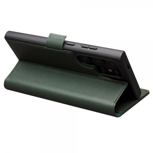 Qialino Samsung Galaxy S24 Ultra Cover Ægte Læder Grøn