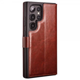 Qialino Samsung Galaxy S24 Ultra Cover Ægte Læder Kortlomme Brun