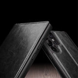 Qialino Samsung Galaxy S24 Ultra Cover Ægte Læder Sort