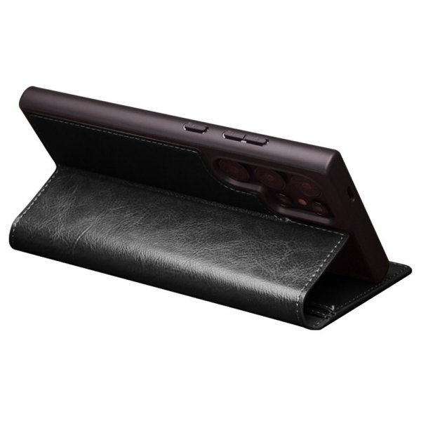 Qialino Samsung Galaxy S24 Ultra Cover Ægte Læder Sort