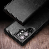 Qialino Samsung Galaxy S24 Ultra Cover Ægte Læder Sort
