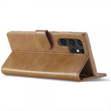 Lc.Imeeke Samsung Galaxy S24 Ultra Cover med Kortlomme Kickstand Lysbrun