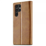 Lc.Imeeke Samsung Galaxy S24 Ultra Cover med Kortlomme Kickstand Lysbrun