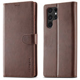 Lc.Imeeke Samsung Galaxy S24 Ultra Cover med Kortlomme Standerfunktion Mørkebrun