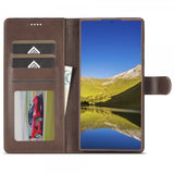 Lc.Imeeke Samsung Galaxy S24 Ultra Cover med Kortlomme Standerfunktion Mørkebrun