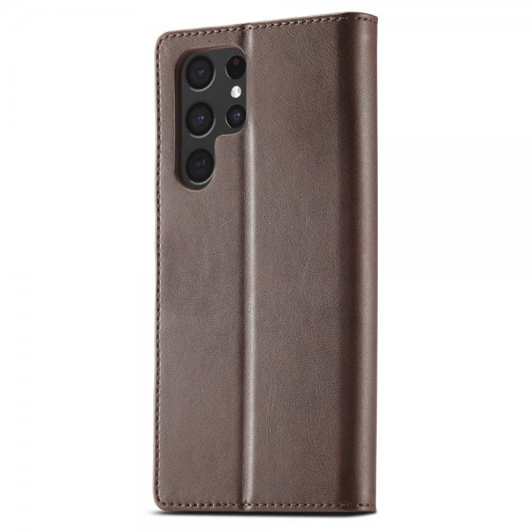 Lc.Imeeke Samsung Galaxy S24 Ultra Cover med Kortlomme Standerfunktion Mørkebrun