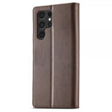 Lc.Imeeke Samsung Galaxy S24 Ultra Cover med Kortlomme Standerfunktion Mørkebrun