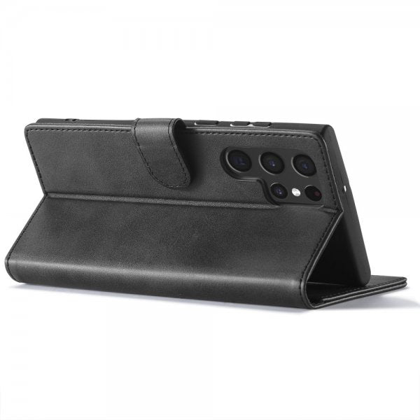 Lc.Imeeke Samsung Galaxy S24 Ultra Cover med Kortlomme og Standfunktion Sort