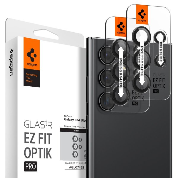 Spigen Samsung Galaxy S24 Ultra Kamerabeskyttelse GLAS.tR EZ Fit Optik Pro 2-pak Sort