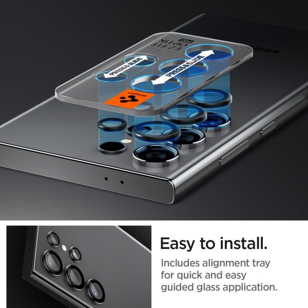 Spigen Samsung Galaxy S24 Ultra Kamerabeskyttelse GLAS.tR EZ Fit Optik Pro 2-pak Sort