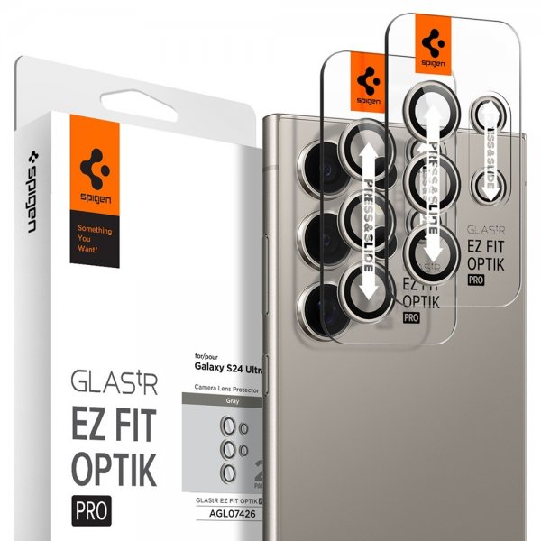 Spigen Samsung Galaxy S24 Ultra Kamerabeskyttelse GLAS.tR EZ Fit Optik Pro 2-pak Grå