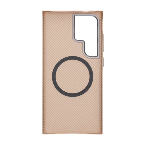 Samsung Galaxy S24 Ultra Cover Kulfibermønster MagSafe Guld