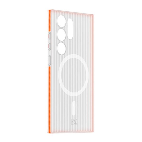 Rvelon Samsung Galaxy S24 Ultra Cover Bølgepap MagSafe Orange
