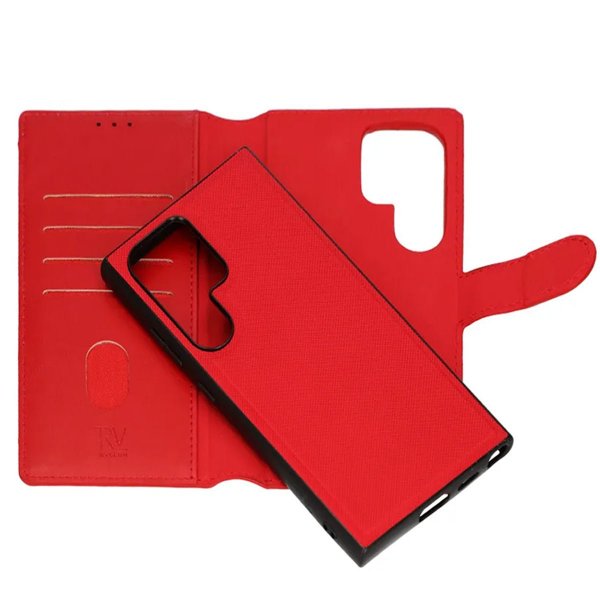 Rvelon Samsung Galaxy S24 Ultra Cover Magnetisk Aftageligt Etui Rød