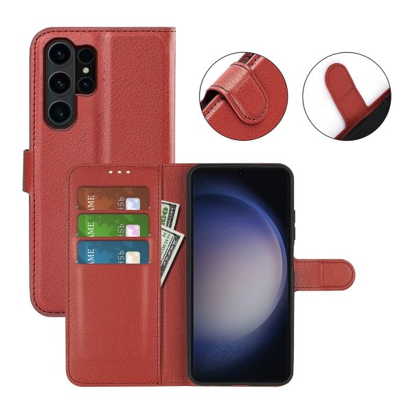 Samsung Galaxy S24 Ultra Etui med Stativ Brun