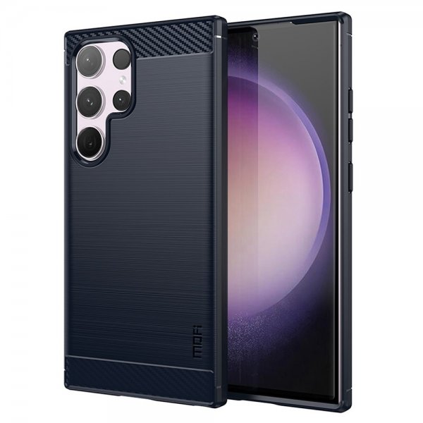 Mofi Samsung Galaxy S24 Ultra Cover Børstet Kulfibertekstur Blå
