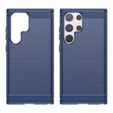 Samsung Galaxy S24 Ultra Cover Børstet Kulfibertekstur Blå