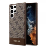 Guess Samsung Galaxy S24 Ultra Cover Bottom Stripe Metal Logo Brun