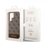 Guess Samsung Galaxy S24 Ultra Cover Bottom Stripe Metal Logo Brun