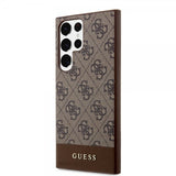 Guess Samsung Galaxy S24 Ultra Cover Bottom Stripe Metal Logo Brun