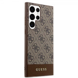 Guess Samsung Galaxy S24 Ultra Cover Bottom Stripe Metal Logo Brun