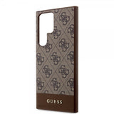 Guess Samsung Galaxy S24 Ultra Cover Bottom Stripe Metal Logo Brun