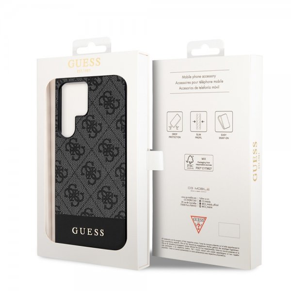Guess Samsung Galaxy S24 Ultra Cover Bottom Stripe Metal Logo Sort