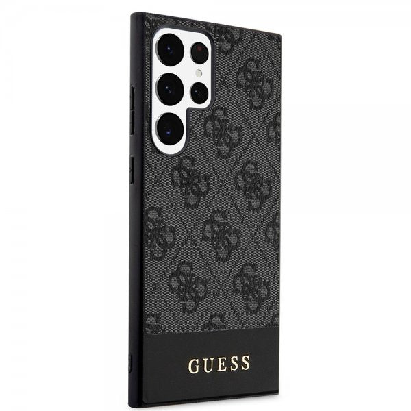 Guess Samsung Galaxy S24 Ultra Cover Bottom Stripe Metal Logo Sort