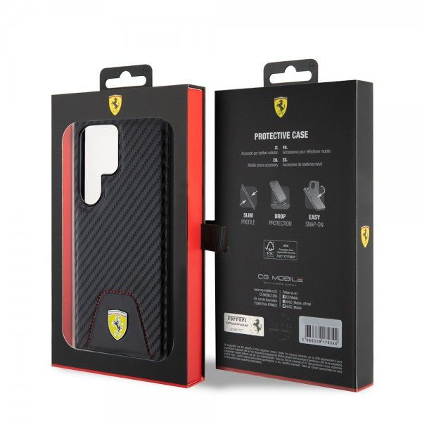 Ferrari Samsung Galaxy S24 Ultra Cover Carbon & Stripe Sort