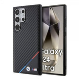 BMW Samsung Galaxy S24 Ultra Cover Carbon Tricolor Stripe MagSafe Sort