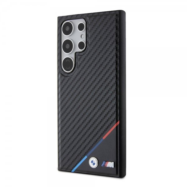 BMW Samsung Galaxy S24 Ultra Cover Carbon Tricolor Stripe MagSafe Sort