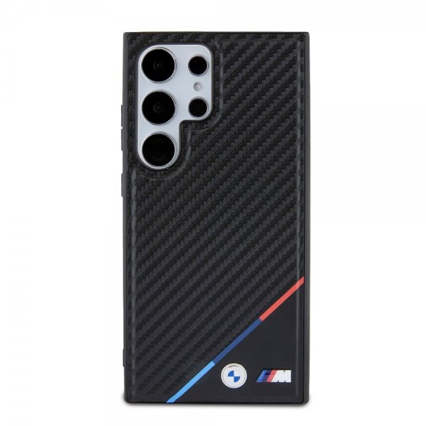 BMW Samsung Galaxy S24 Ultra Cover Carbon Tricolor Stripe MagSafe Sort