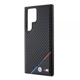 BMW Samsung Galaxy S24 Ultra Cover Carbon Tricolor Stripe MagSafe Sort