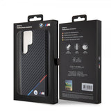 BMW Samsung Galaxy S24 Ultra Cover Carbon Tricolor Stripe MagSafe Sort