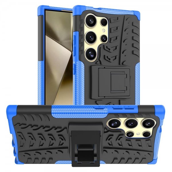 Samsung Galaxy S24 Ultra Cover Dækmønster Stativfunktion Blå