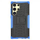 Samsung Galaxy S24 Ultra Cover Dækmønster Stativfunktion Blå