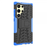 Samsung Galaxy S24 Ultra Cover Dækmønster Stativfunktion Blå