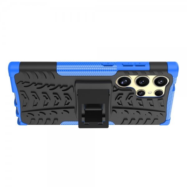 Samsung Galaxy S24 Ultra Cover Dækmønster Stativfunktion Blå