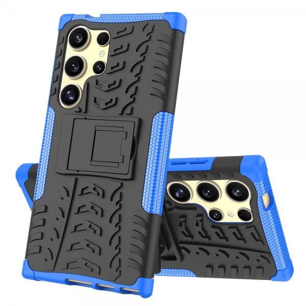 Samsung Galaxy S24 Ultra Cover Dækmønster Stativfunktion Blå
